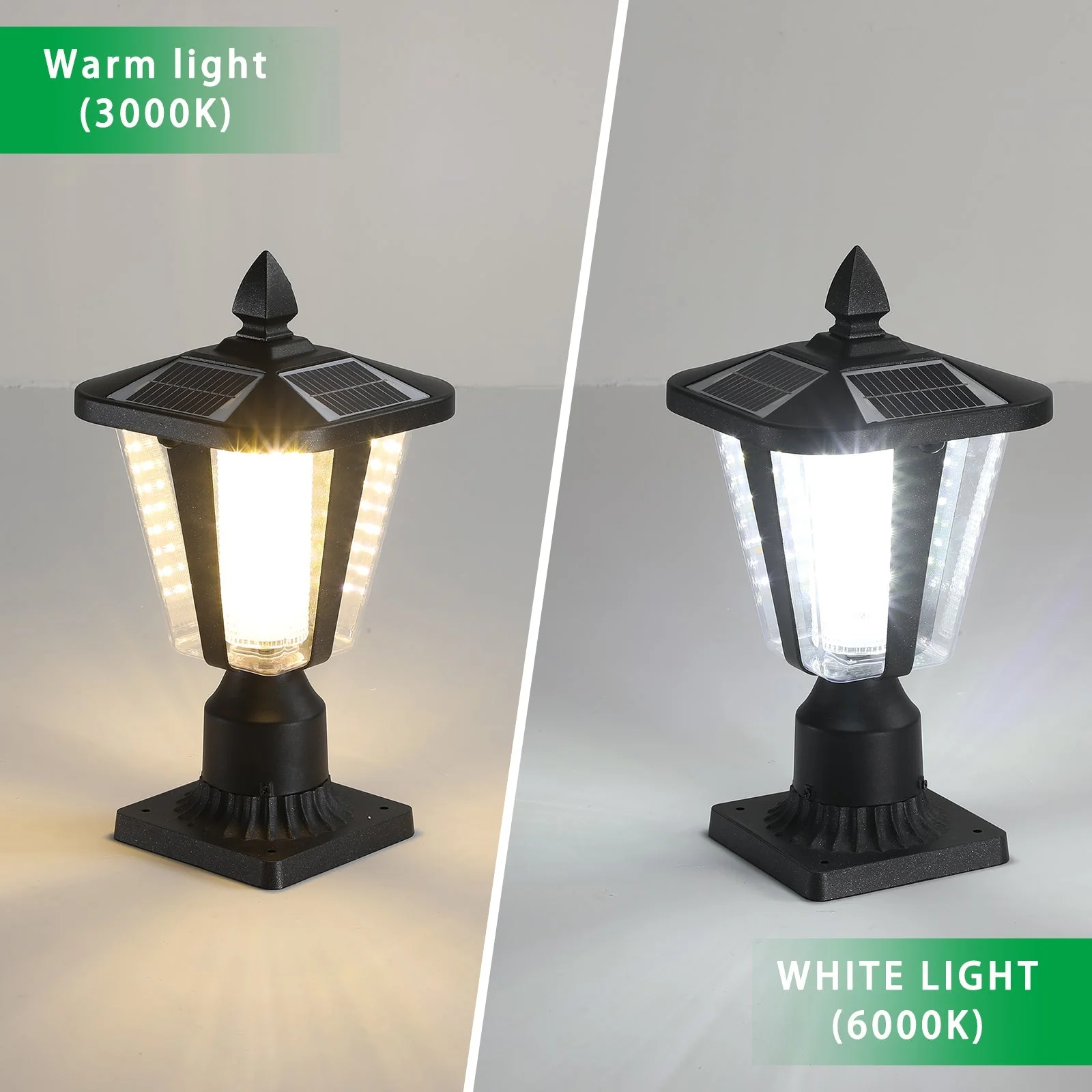 15' Solar Powered Outdoor Lantern, Modern Garden Light with LED (2-Pack) - Image 5