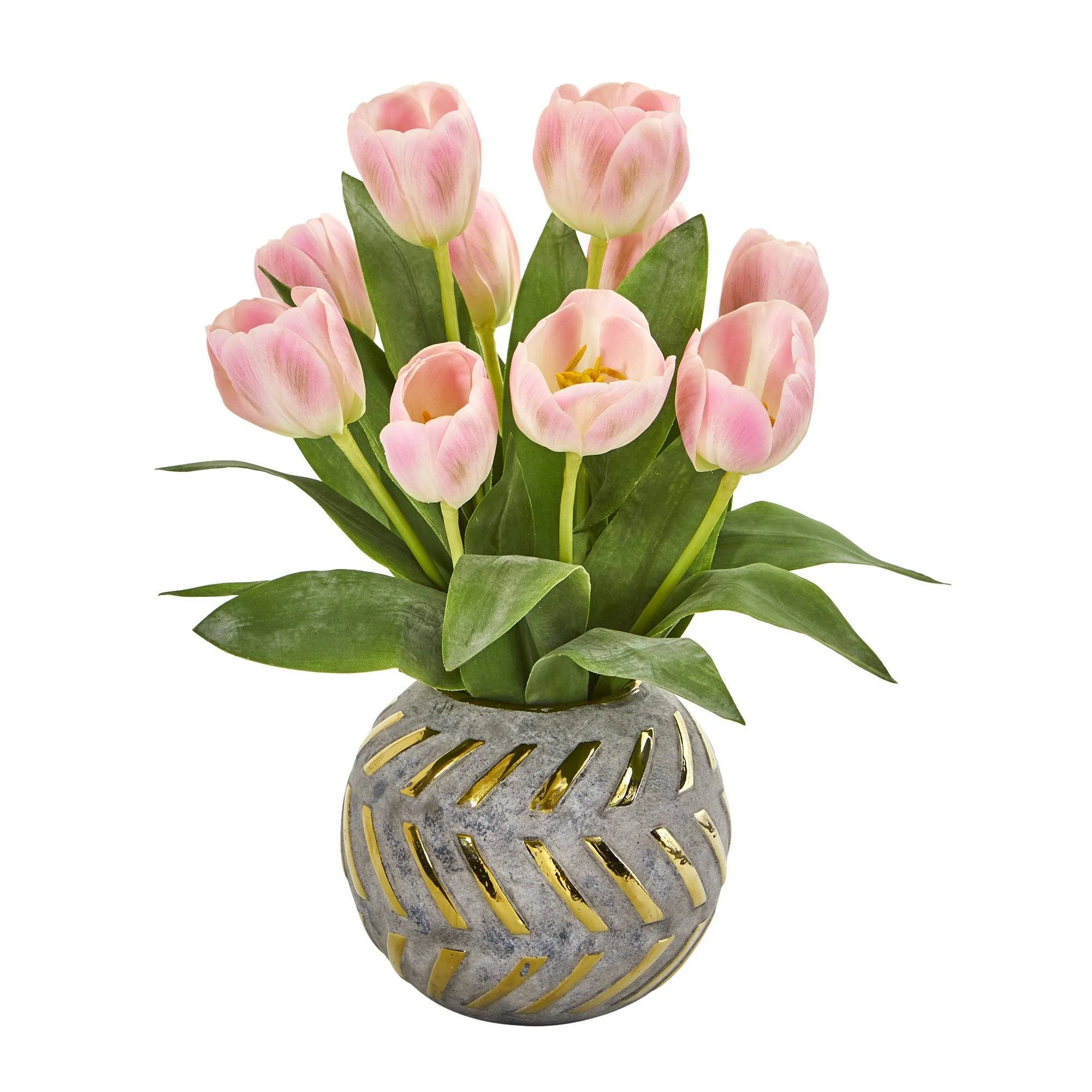 15” Tulip Artificial Arrangement in Decorative Vase - Image 3