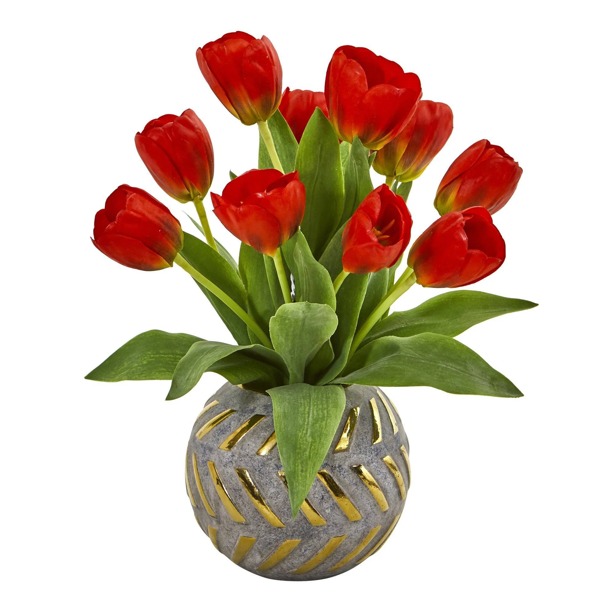 15” Tulip Artificial Arrangement in Decorative Vase - Image 6