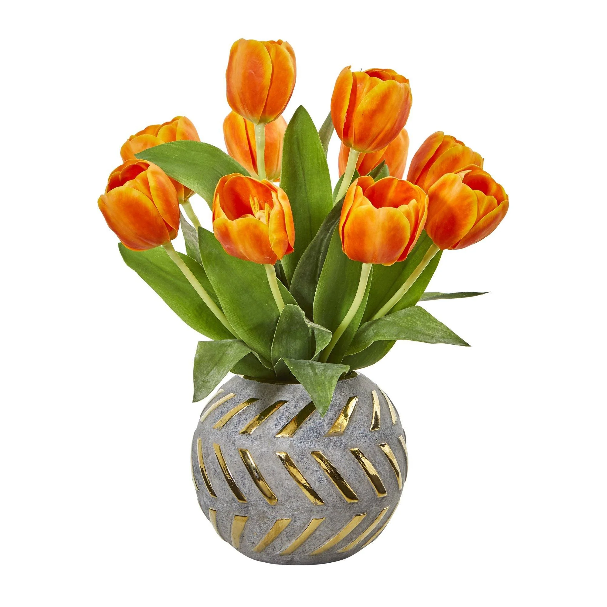 15” Tulip Artificial Arrangement in Decorative Vase - Image 7