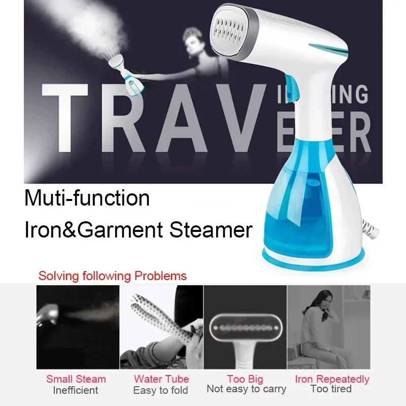 1500W Handheld Garment Steamer Fast Heat 280ml Portable Steam Iron Travel - Image 3