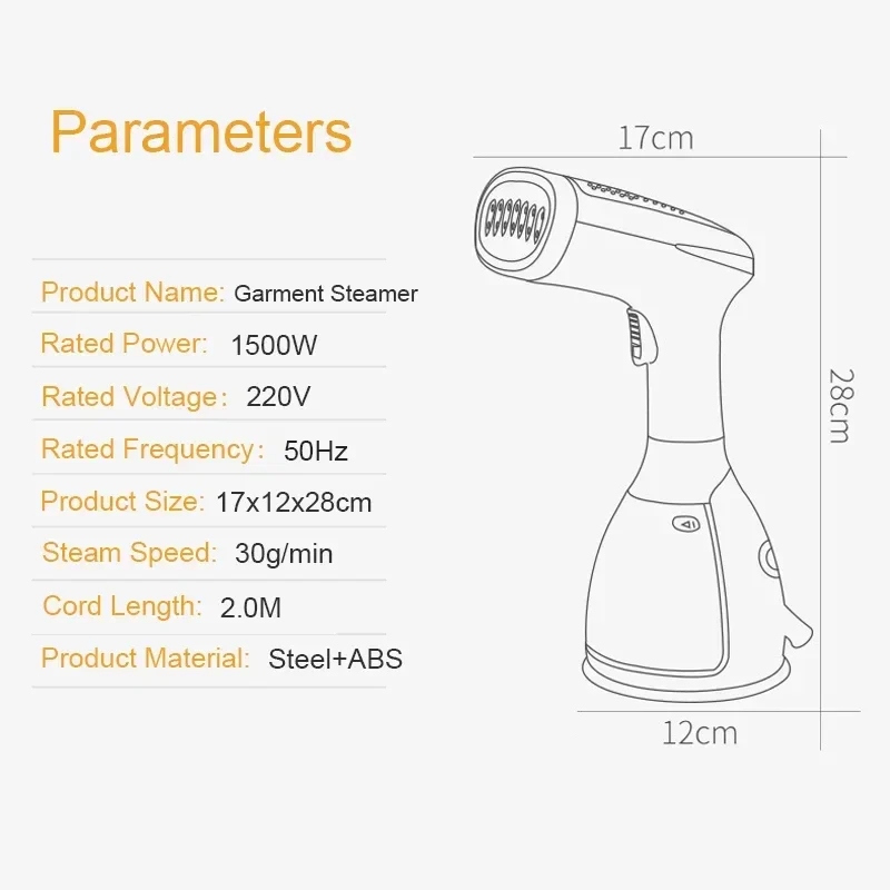 1500W Handheld Garment Steamer Fast Heat 280ml Portable Steam Iron Travel - Image 4