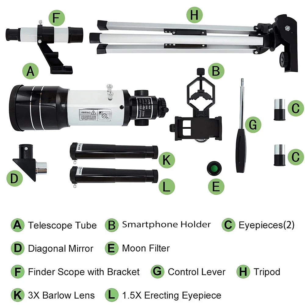 150X Astronomical Telescope 70mm Aperture Portable Refractor with Phone Adapter - Image 7