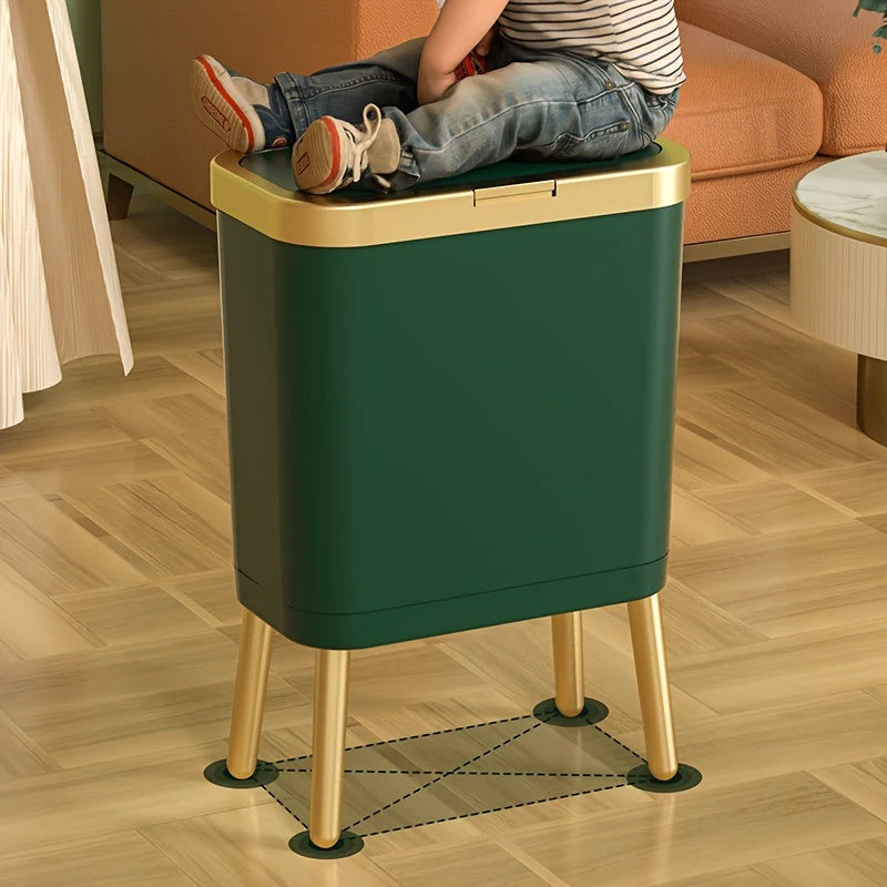 15L Slim Trash Can with Lid Odor Sealing Bathroom Kitchen Bin - Image 10