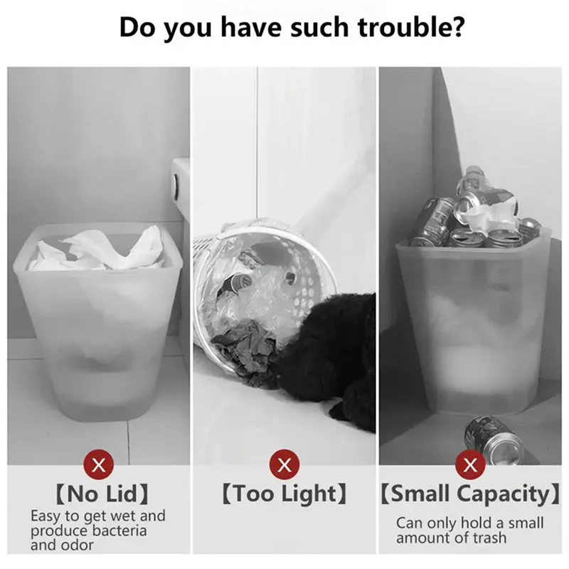 15L Slim Trash Can with Lid Odor Sealing Bathroom Kitchen Bin - Image 11