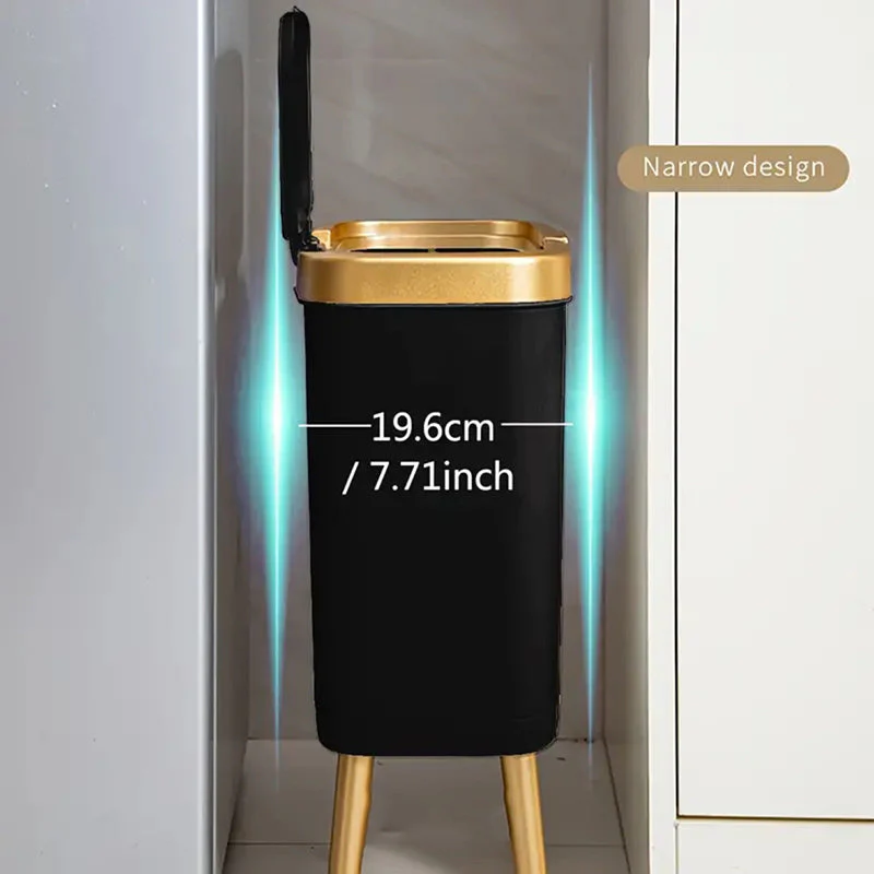15L Slim Trash Can with Lid Odor Sealing Bathroom Kitchen Bin - Image 12