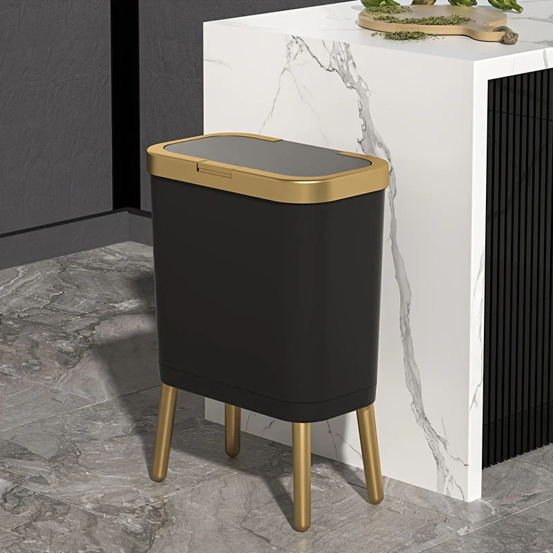 15L Slim Trash Can with Lid Odor Sealing Bathroom Kitchen Bin - Image 14