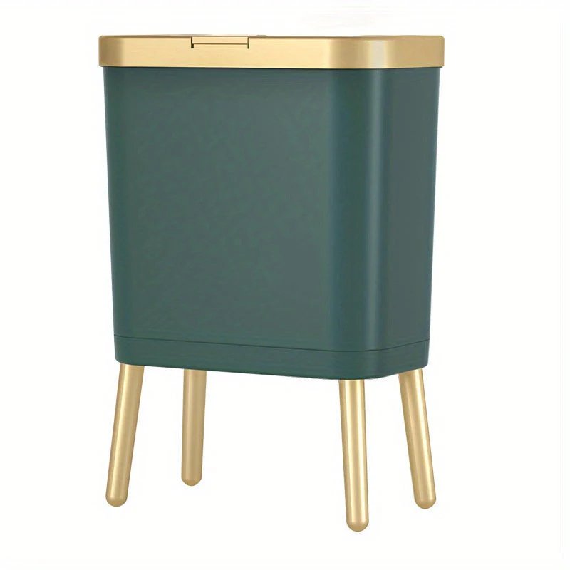 15L Slim Trash Can with Lid Odor Sealing Bathroom Kitchen Bin - Image 8