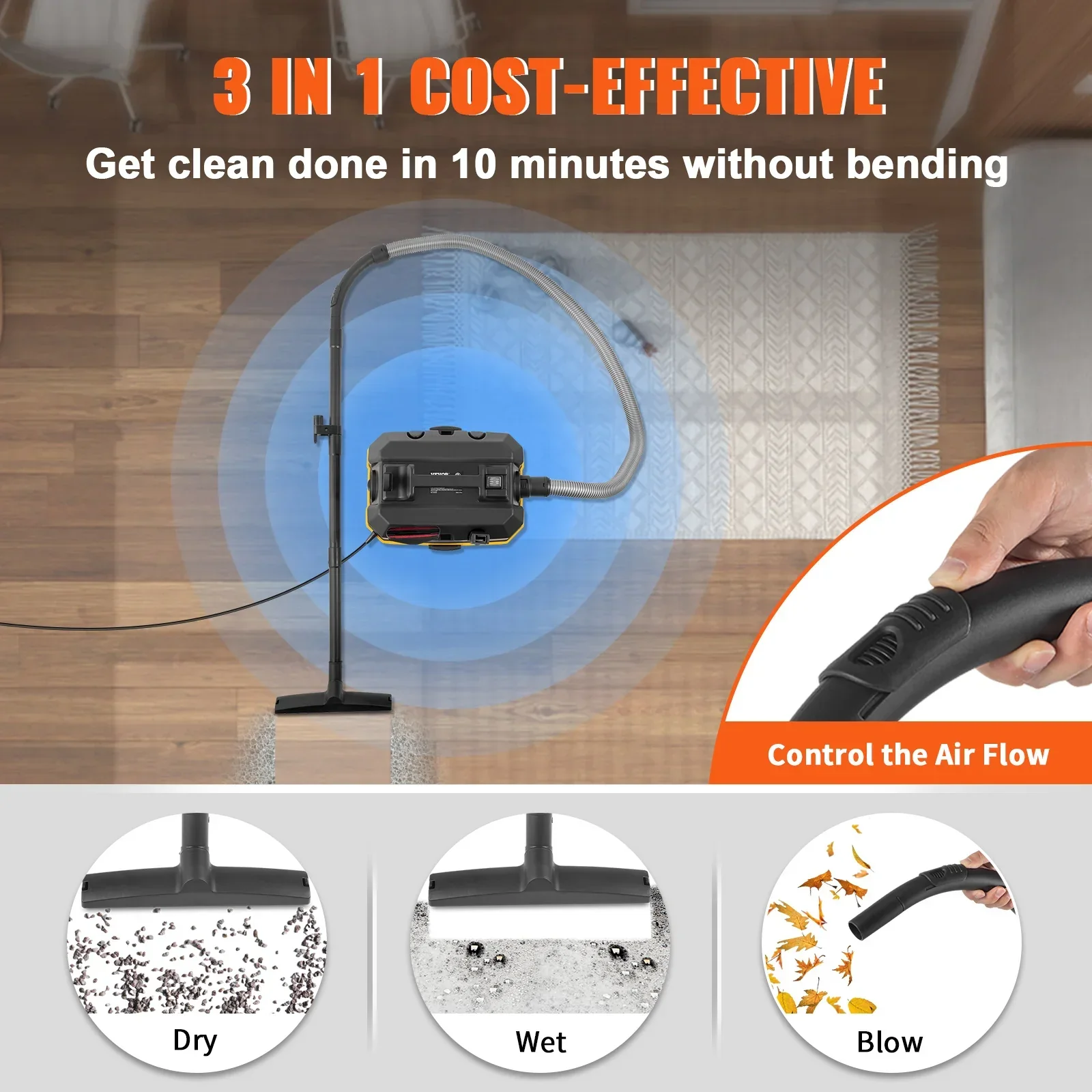 15L Wet Dry Vacuum Cleaner 1200W Strong Suction Air Blower for Car Home - Image 4