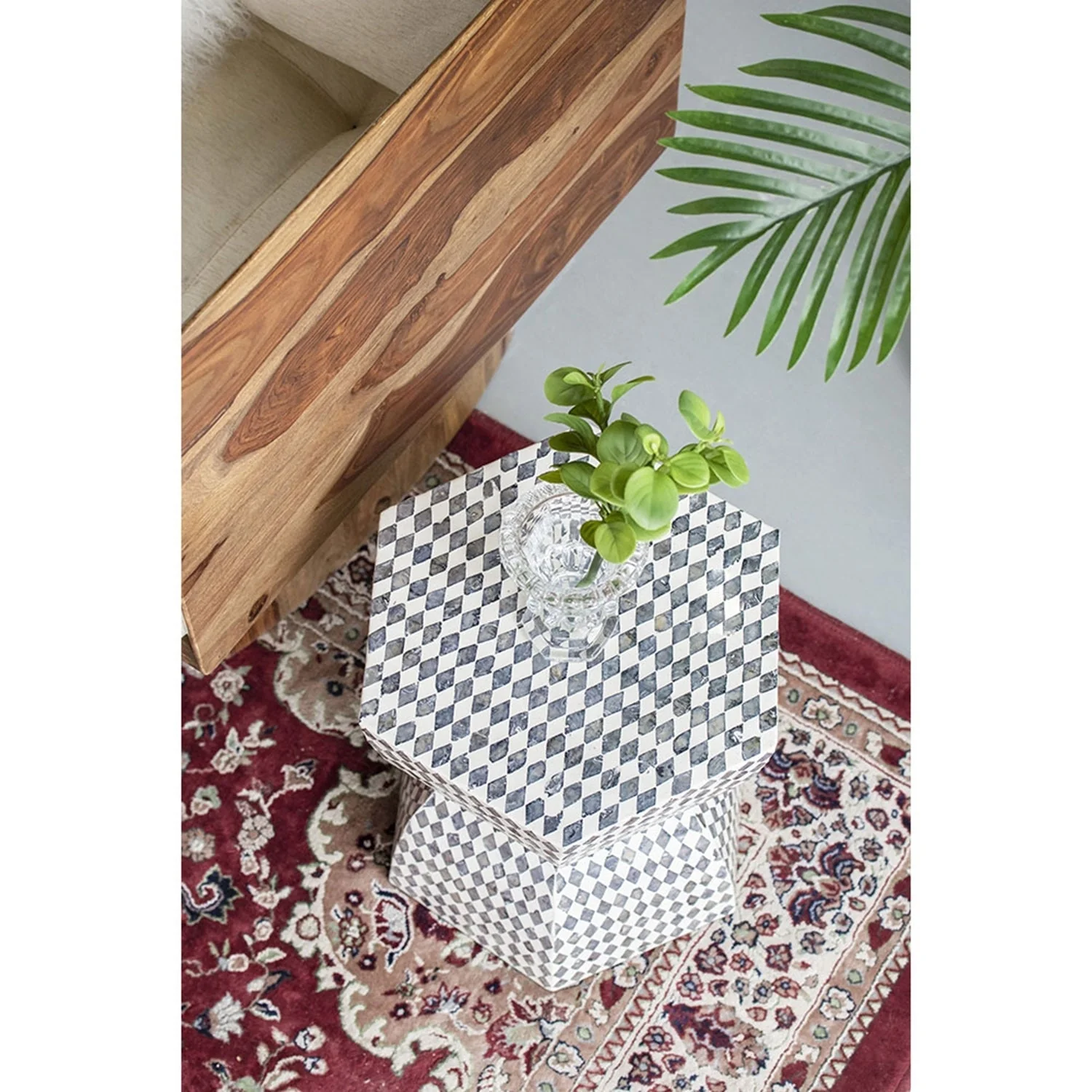 15x13x17' Hexagonal Garden Capiz Stool Accent Side Table - Image 12