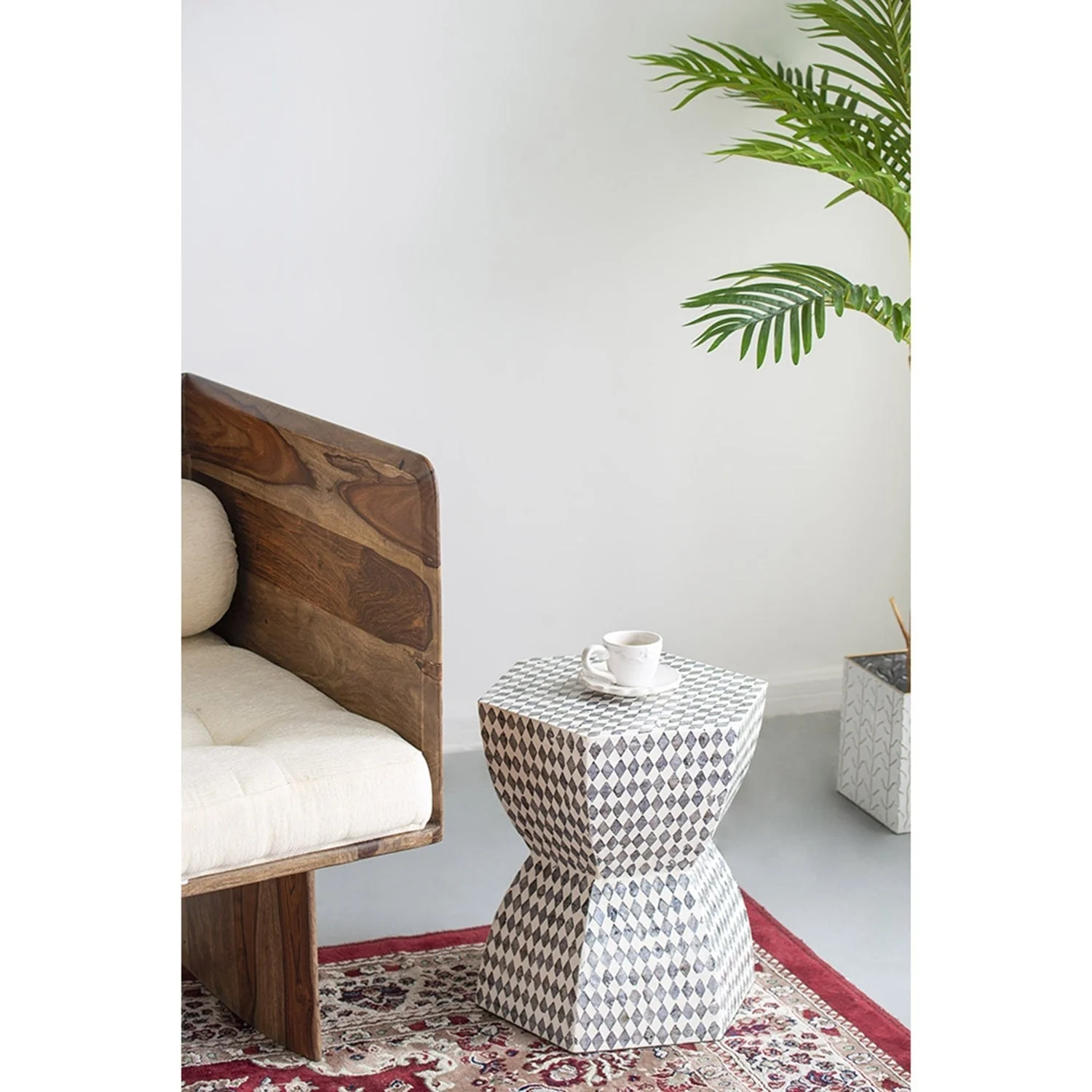 15x13x17' Hexagonal Garden Capiz Stool Accent Side Table - Image 14