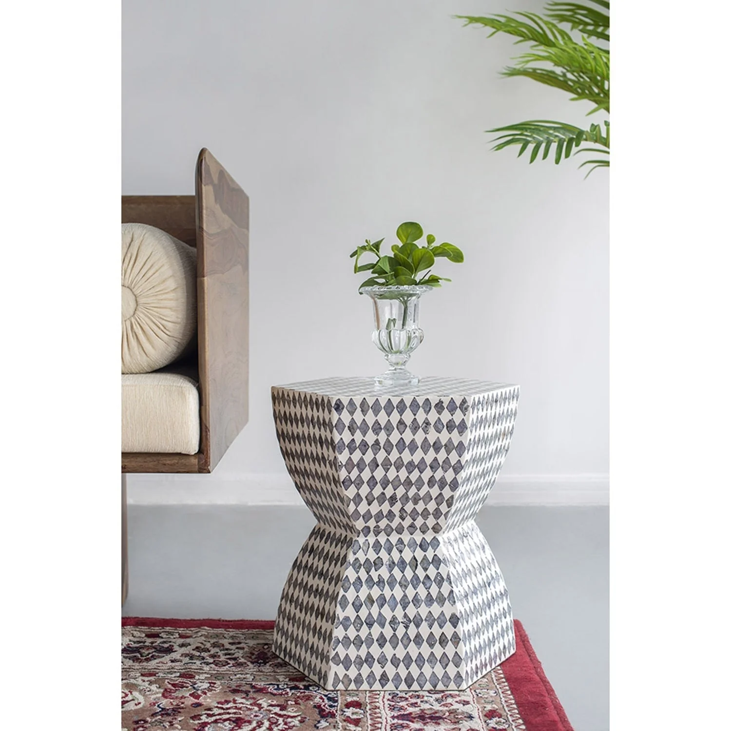15x13x17' Hexagonal Garden Capiz Stool Accent Side Table - Image 2