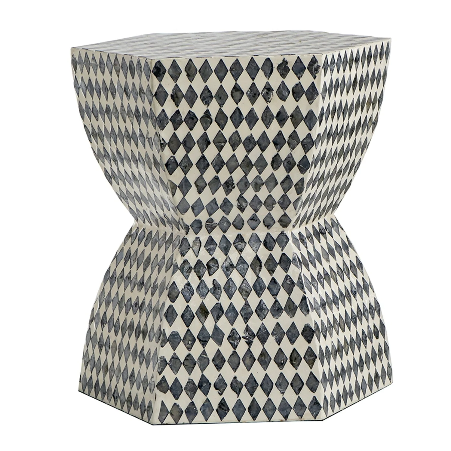 15x13x17' Hexagonal Garden Capiz Stool Accent Side Table - Image 3