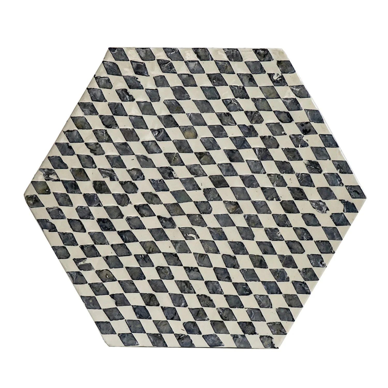15x13x17' Hexagonal Garden Capiz Stool Accent Side Table - Image 4