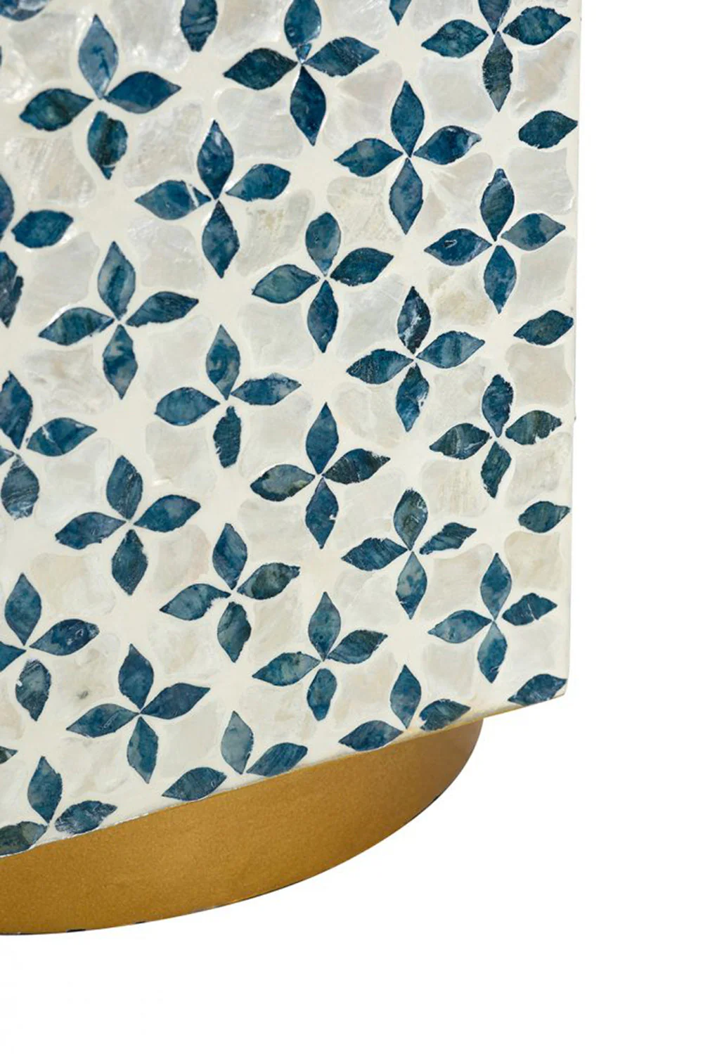 15x13x18.5" Hexagonal Accent Table with Blue Capiz Design and Gold Base - Image 3