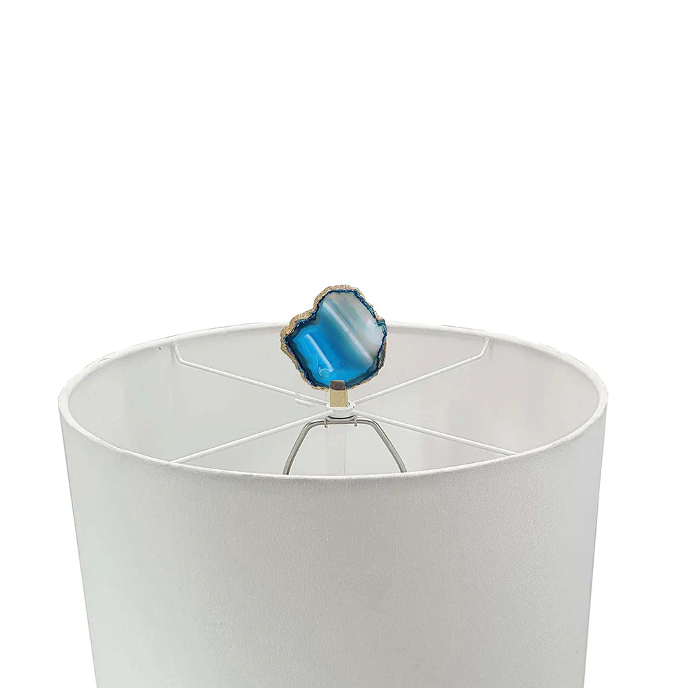15x29.5 Blue and White Agate Slice Table Lamp with Marble Base - Image 5
