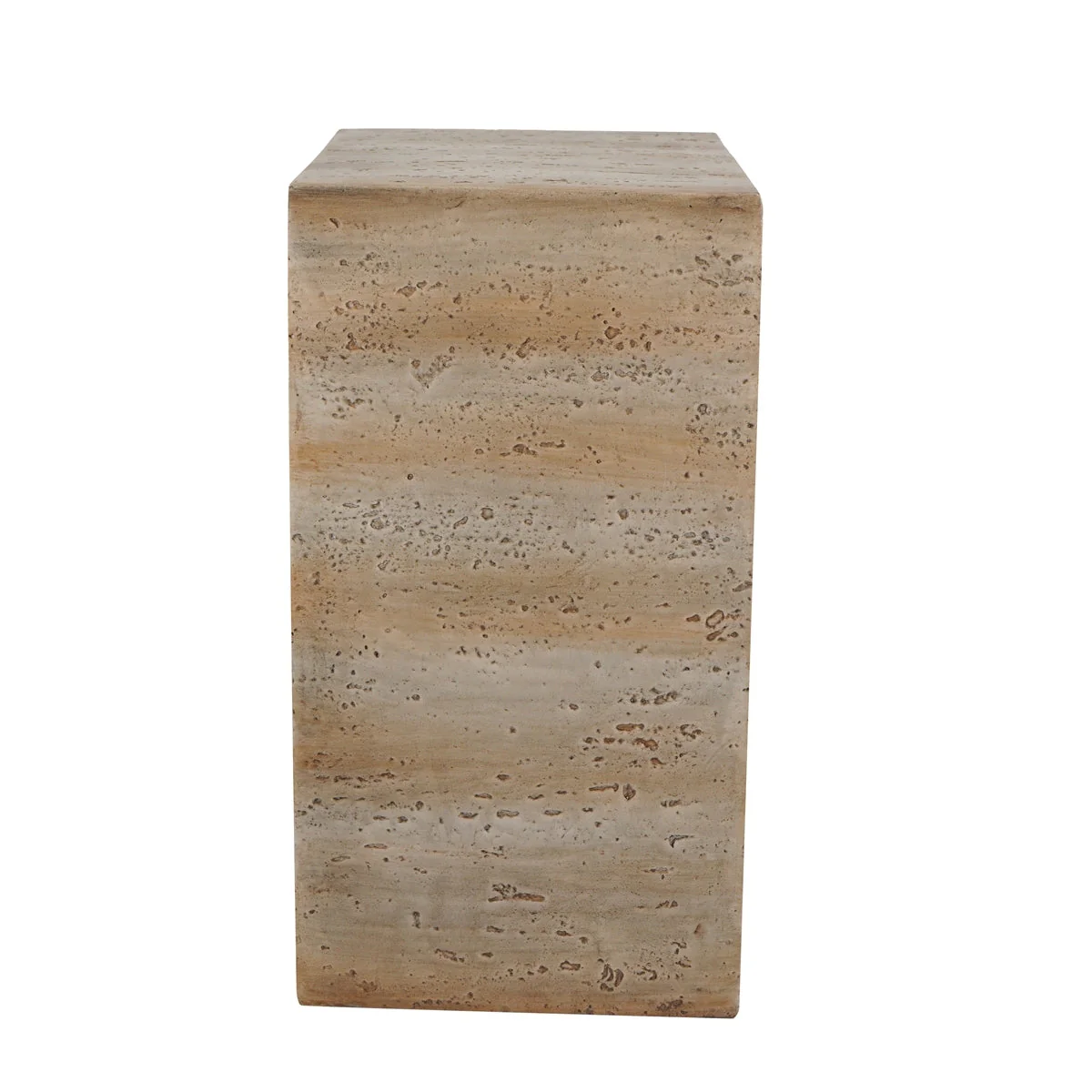 16.3x12.2x22.6 Modern Sculptural Arched Side Table with Faux Travertine Finish - Image 4