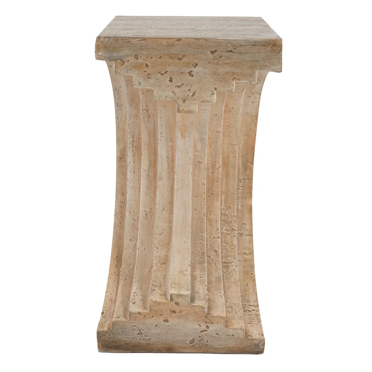 16.3x12.2x22.6 Modern Sculptural Arched Side Table with Faux Travertine Finish - Image 5