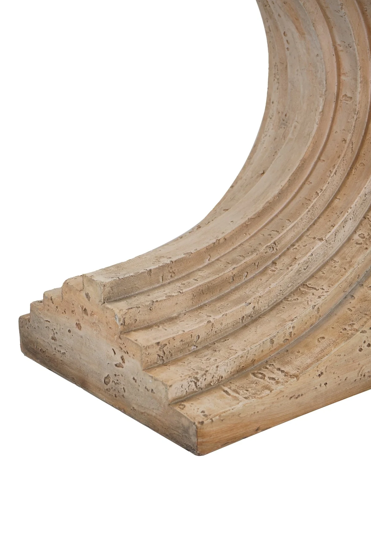 16.3x12.2x22.6 Modern Sculptural Arched Side Table with Faux Travertine Finish - Image 7