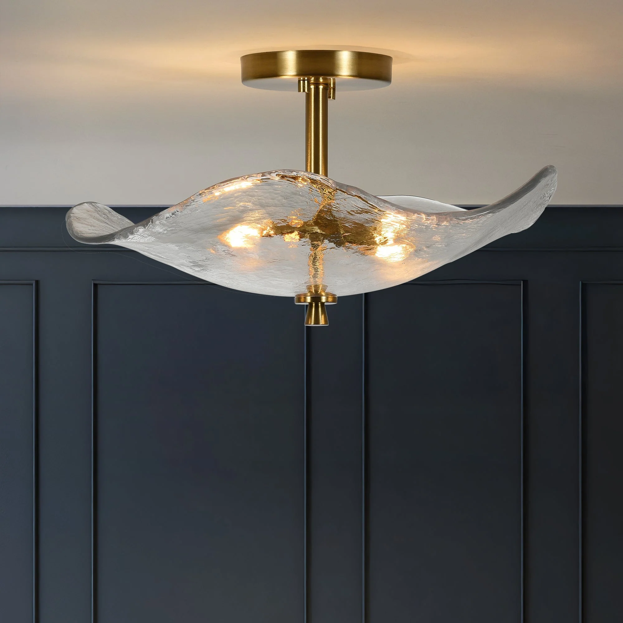 16.5' Glass Semi Flush Mount Ceiling Light Fixture - Image 2