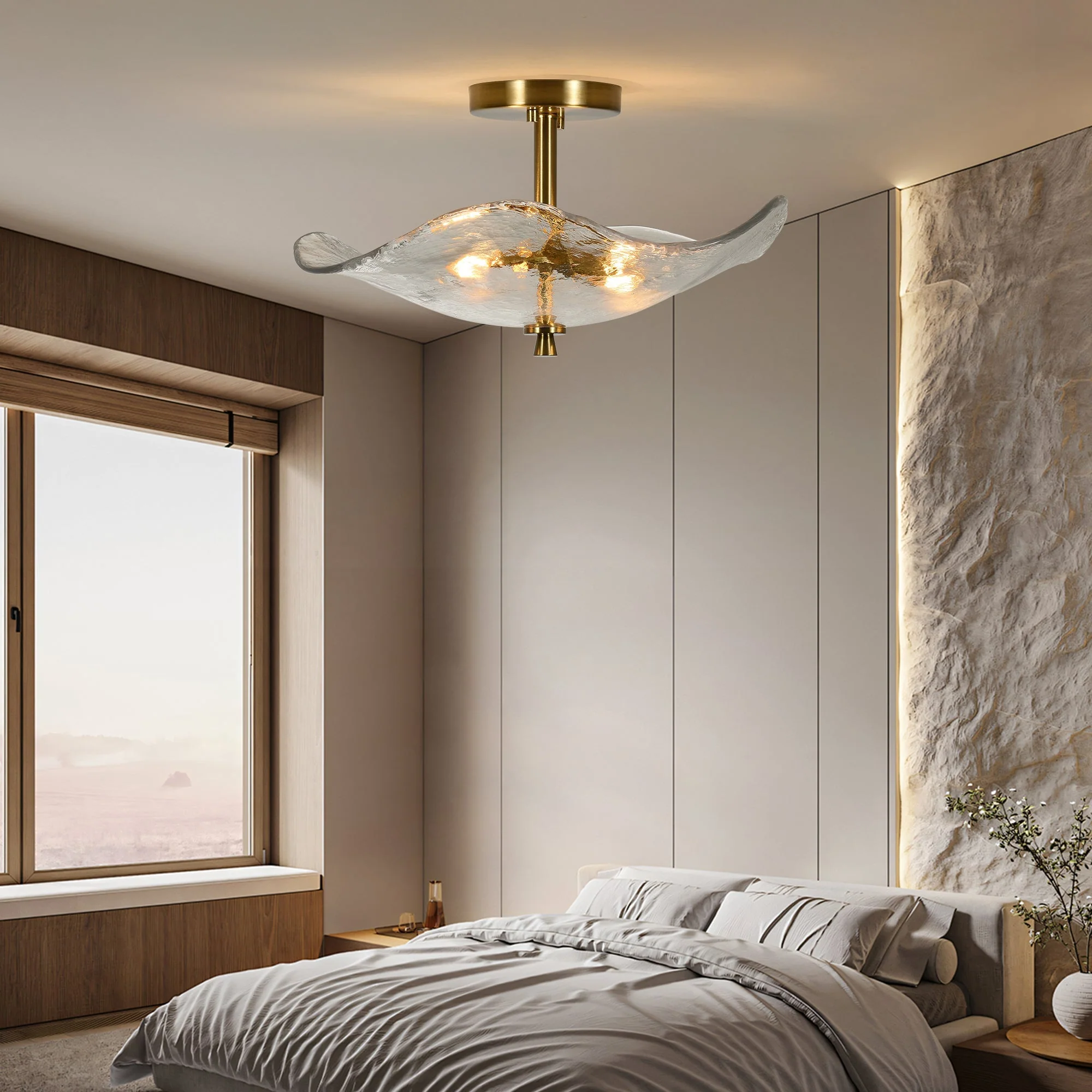 16.5' Glass Semi Flush Mount Ceiling Light Fixture - Image 3