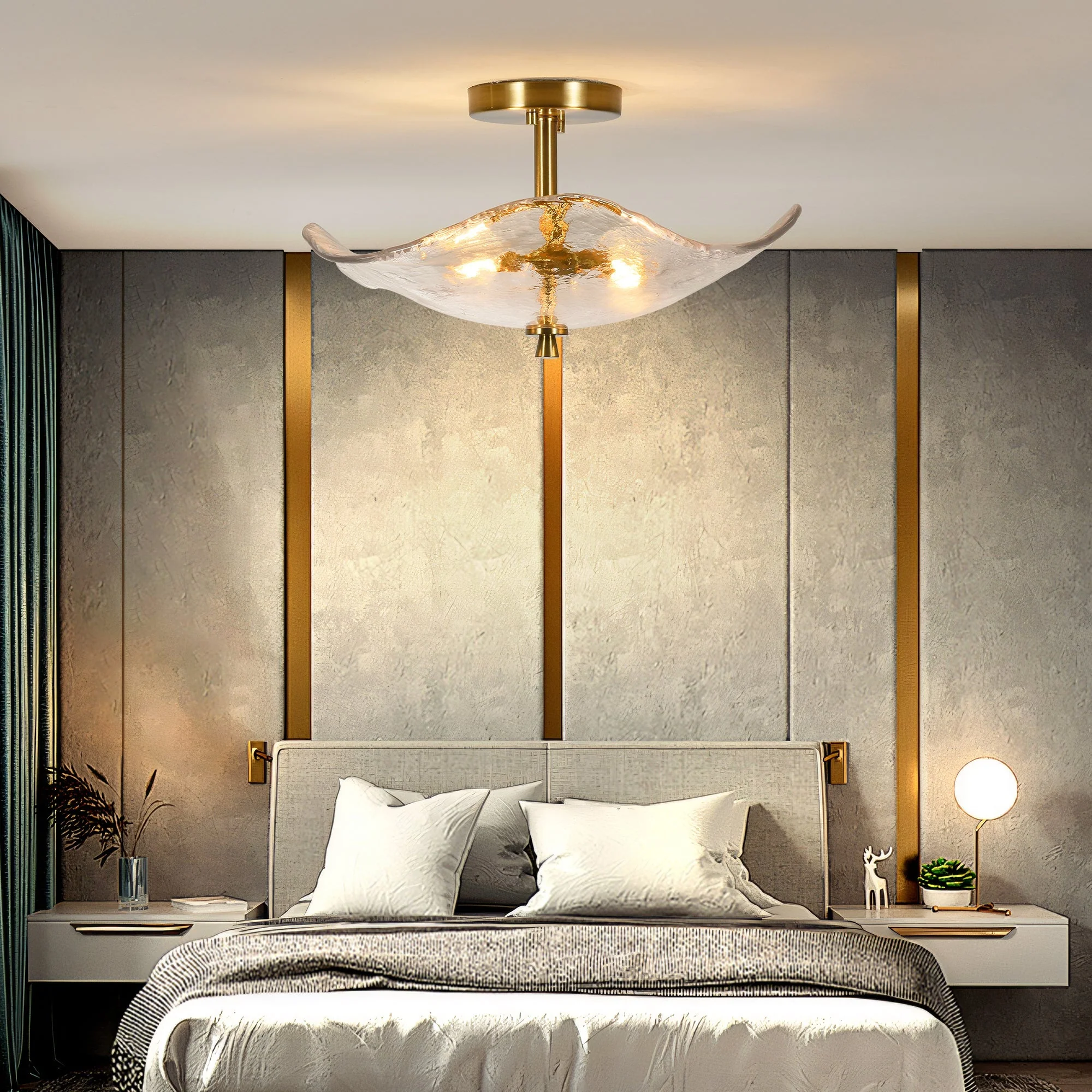 16.5' Glass Semi Flush Mount Ceiling Light Fixture - Image 4