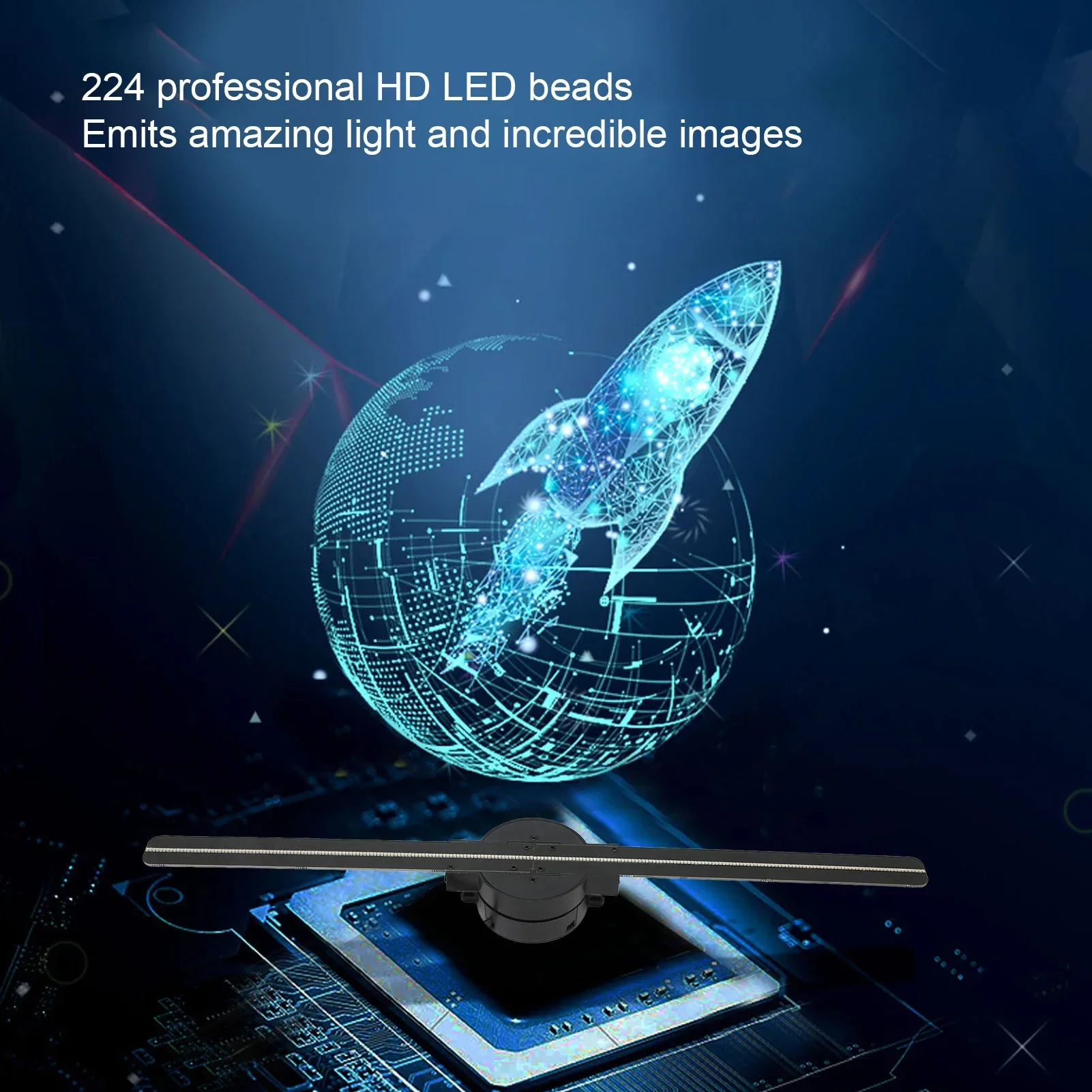 16.5in 3D Hologram Fan WiFi 3D Projector 224 LED Advertising Display for Business - Image 5