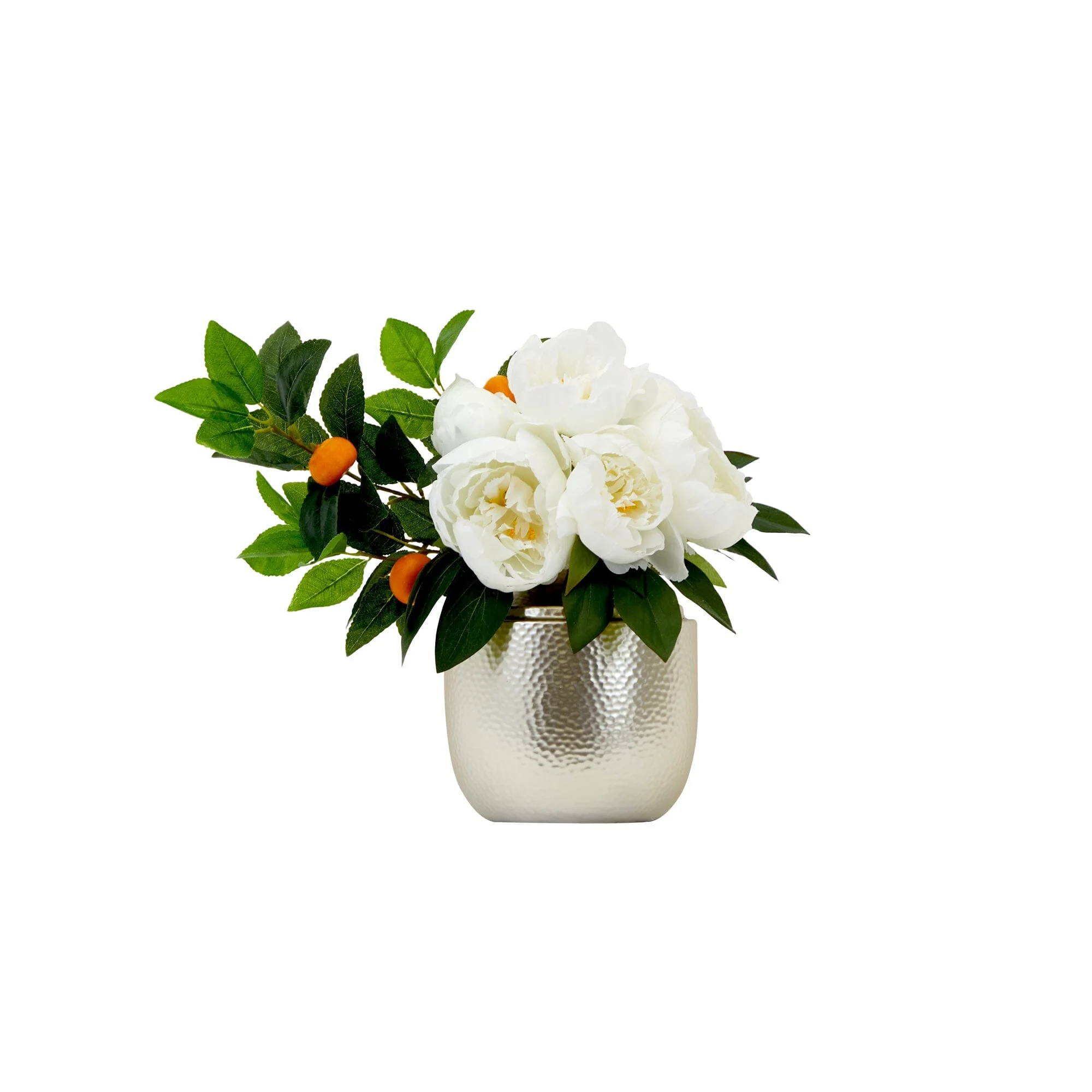 16” Artificial Peony Arrangement In Decorative Vase - Image 2
