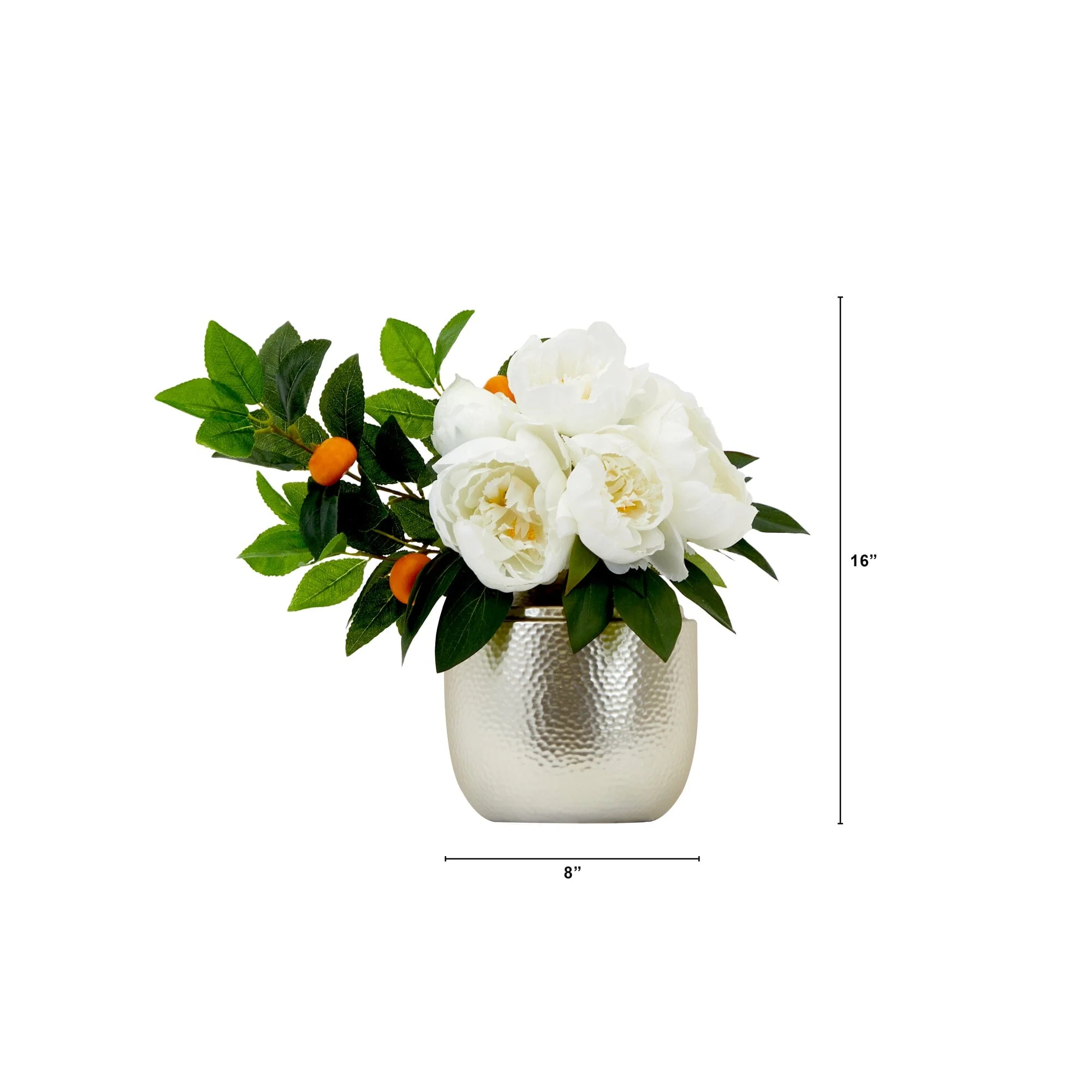 16” Artificial Peony Arrangement In Decorative Vase - Image 3