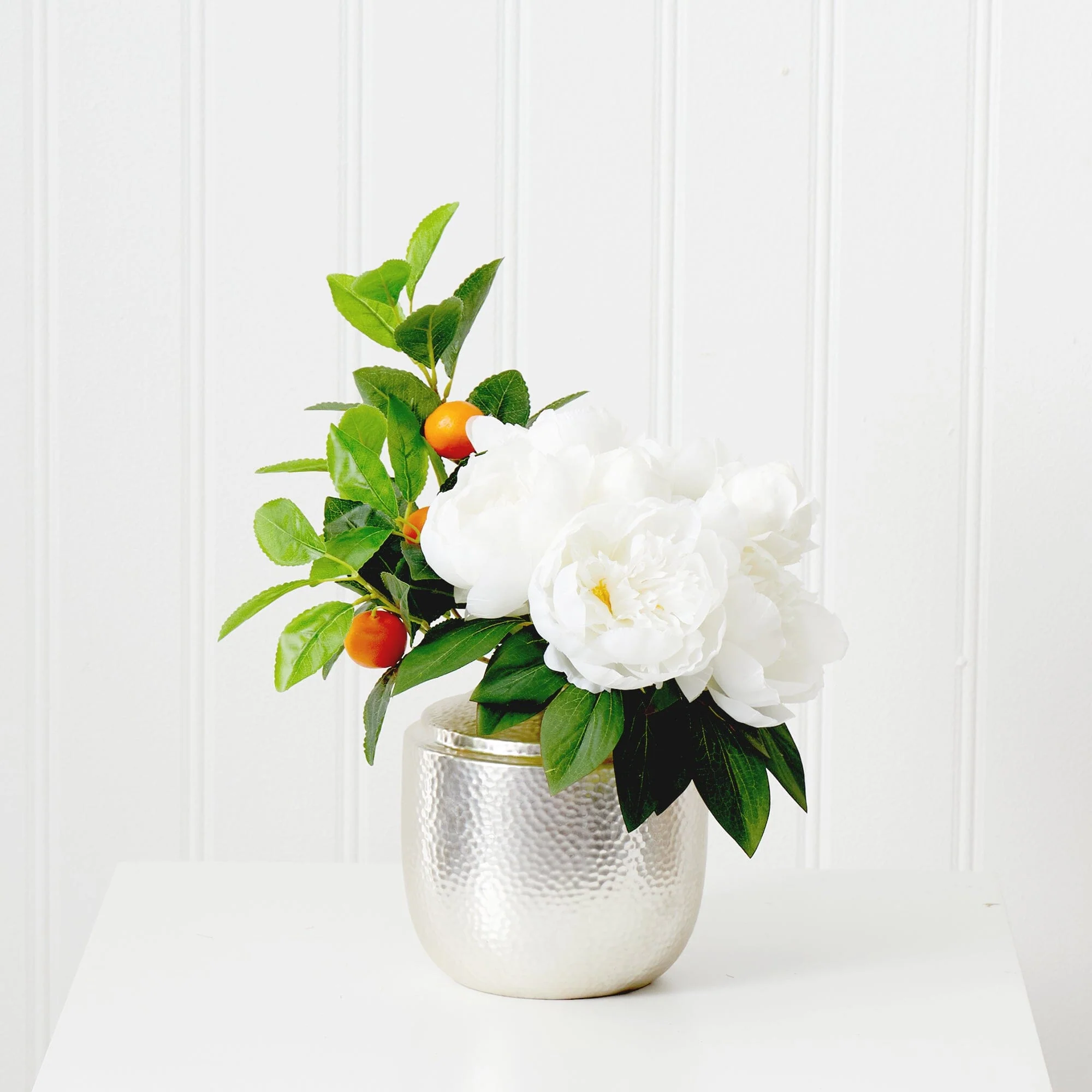 16” Artificial Peony Arrangement In Decorative Vase - Image 4