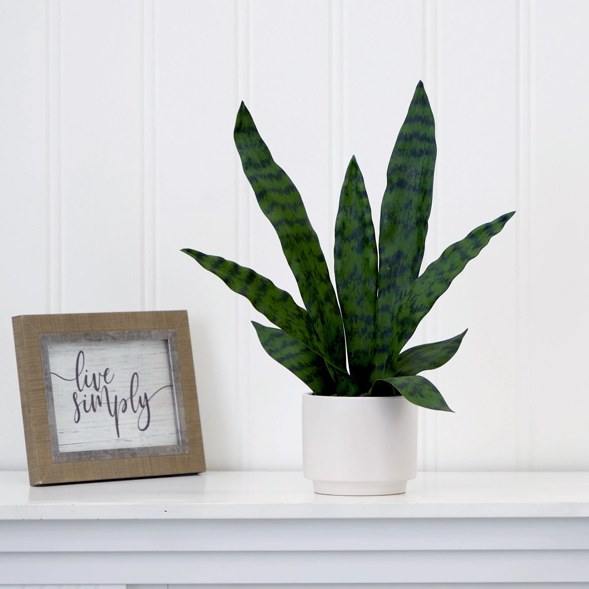 16" Artificial Sansevieria Snake Plant with Decorative Planter - Image 3