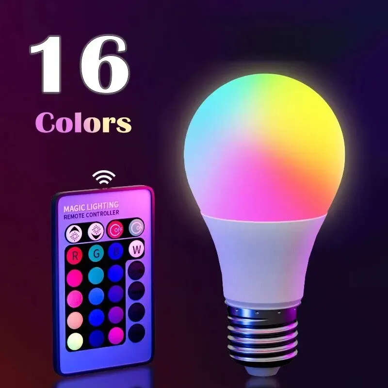 16 Color RGB LED Smart Bulb E27 Dimmable with Remote Multicolor Light - Image 2