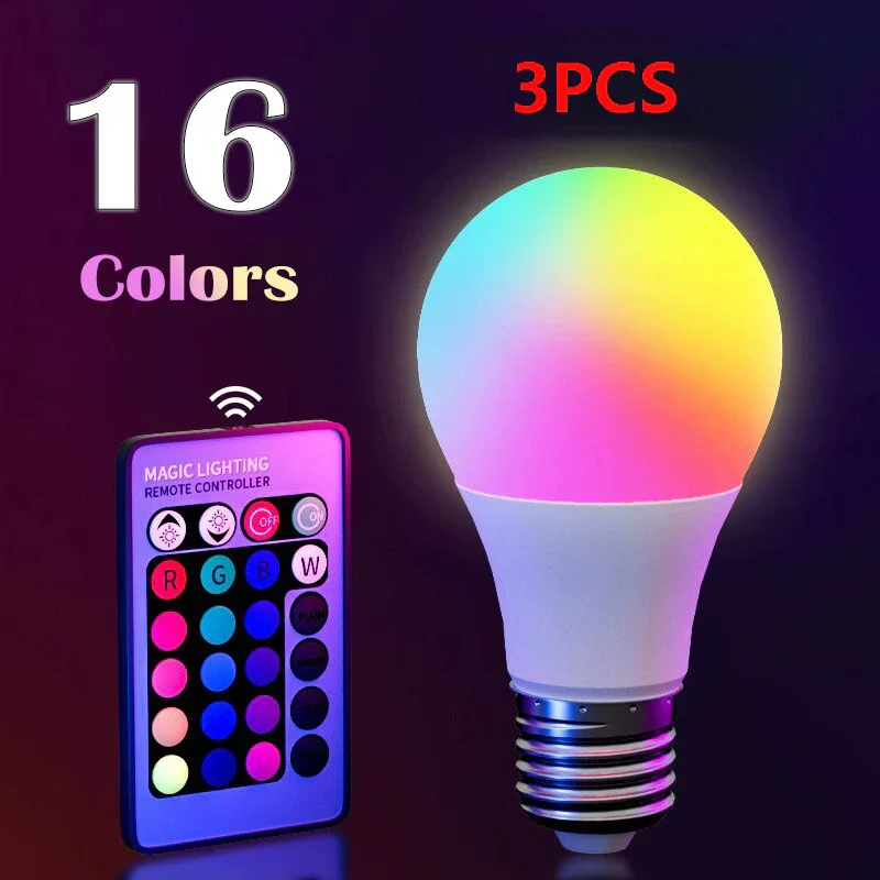 16 Color RGB LED Smart Bulb E27 Dimmable with Remote Multicolor Light - Image 8