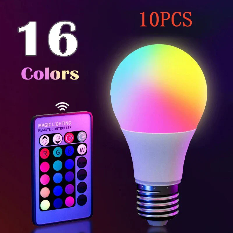 16 Color RGB LED Smart Bulb E27 Dimmable with Remote Multicolor Light - Image 9