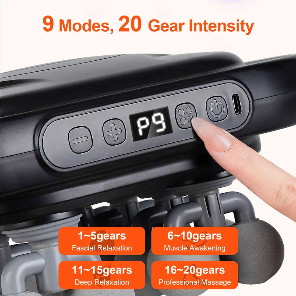 16-Head Fascia Massage Gun High-Frequency Muscle Massager for Neck Back Shoulders - Image 5