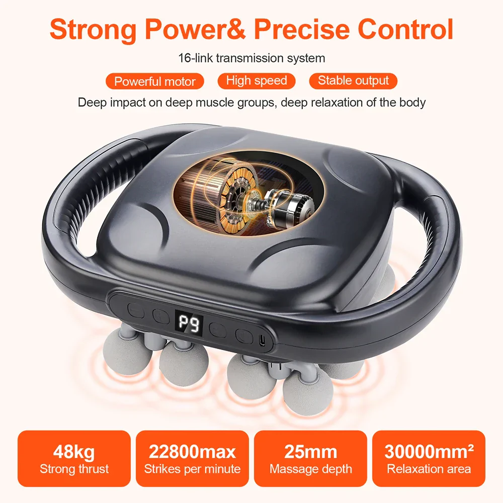16-Head Fascia Massage Gun High-Frequency Muscle Massager for Neck Back Shoulders - Image 6