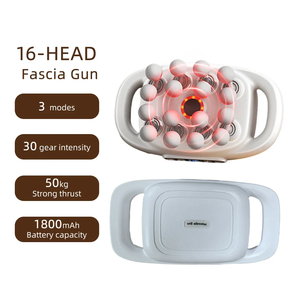16-Head Fascia Massage Gun High-Frequency Muscle Massager for Neck Back Shoulders - Image 8
