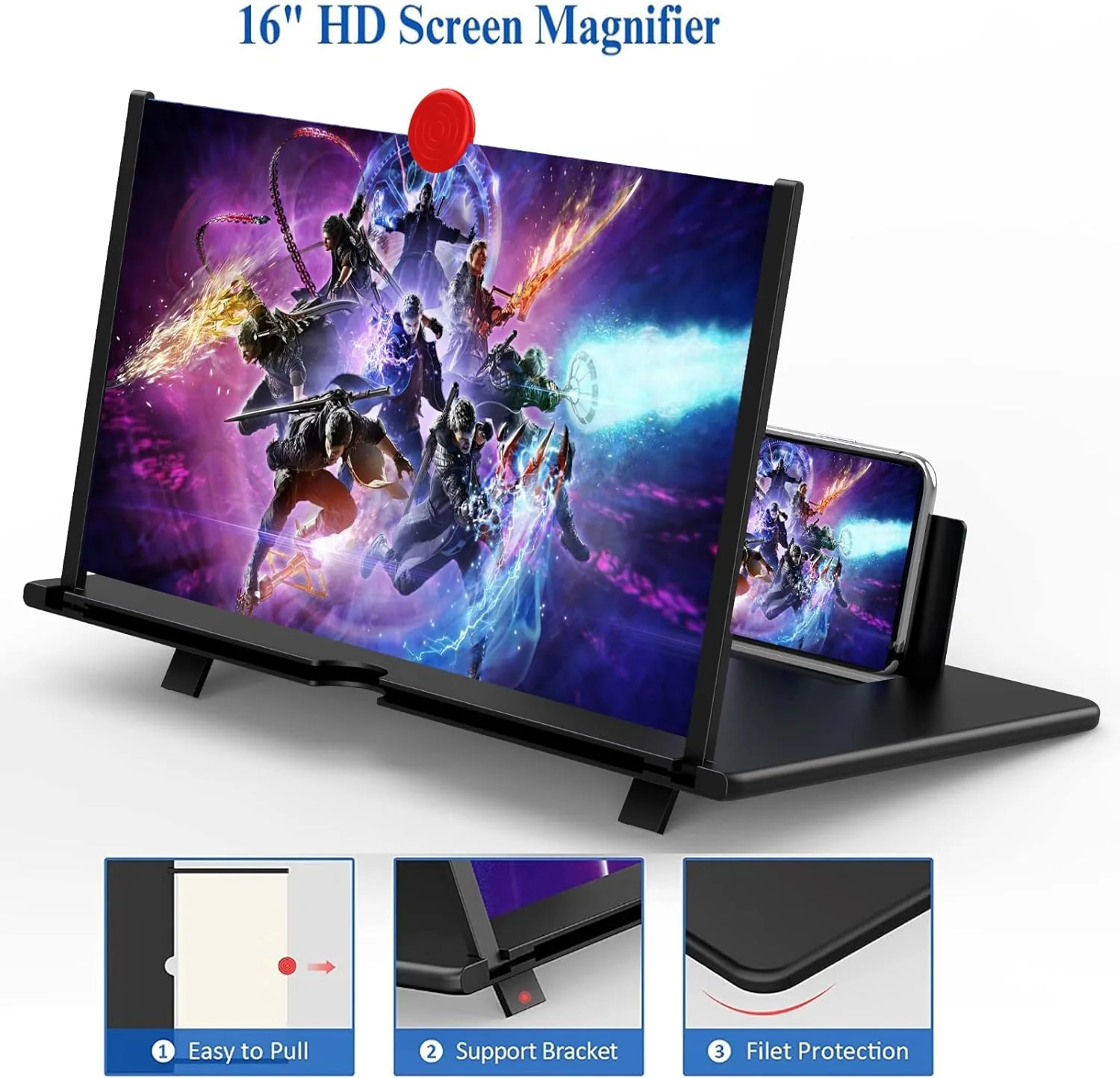 16 Inch Phone Screen Magnifier HD Mobile Screen Amplifier Stand for Movies - Image 2