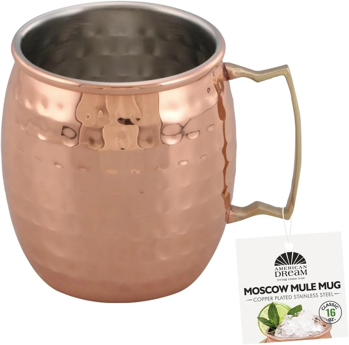 16 oz. Hammered Copper Moscow Mule Mugs (Set of 4) - Image 4