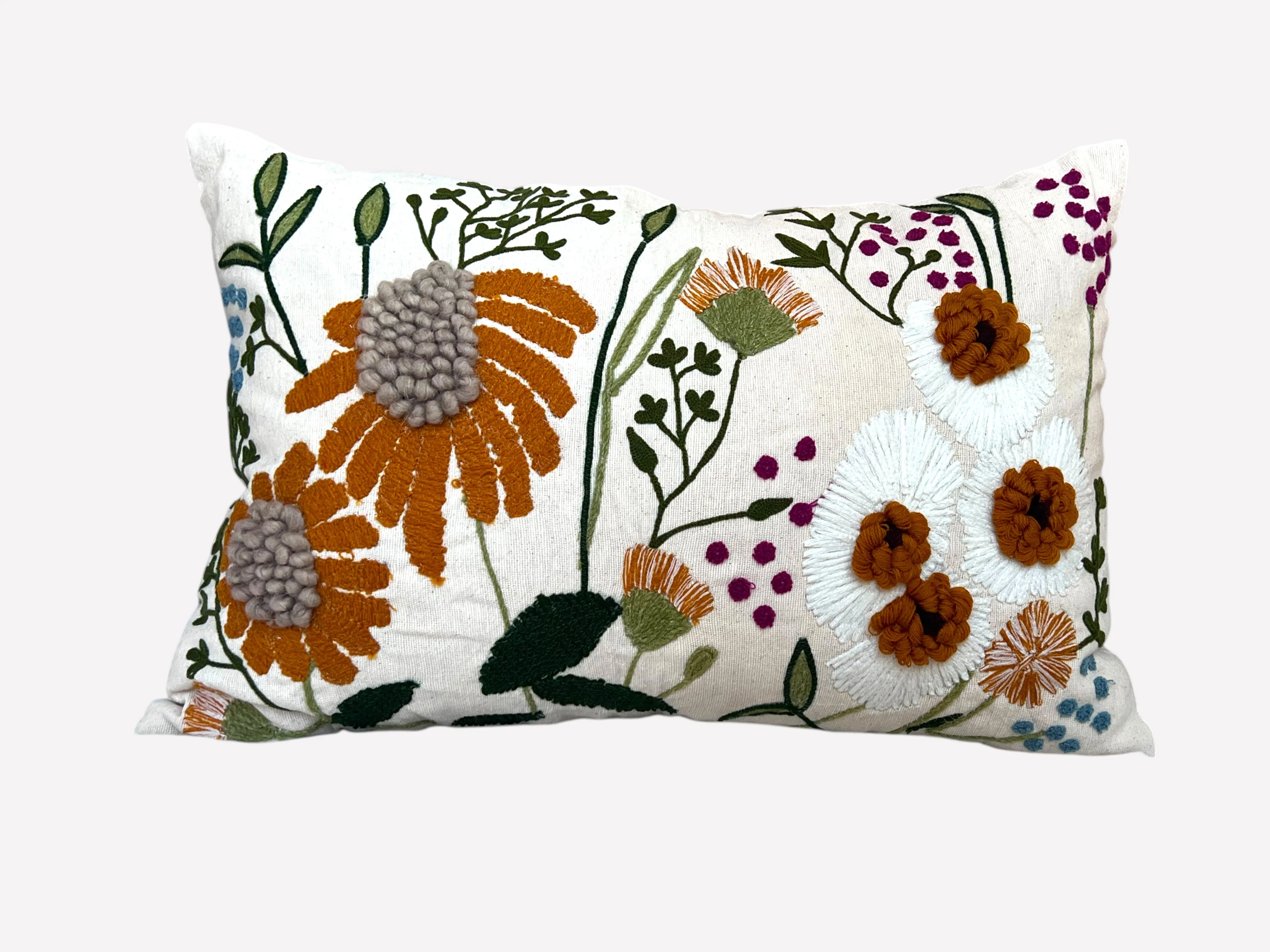 16" x 24" Oversized Floral Embroidered Throw Pillow Cover Sham - Image 10
