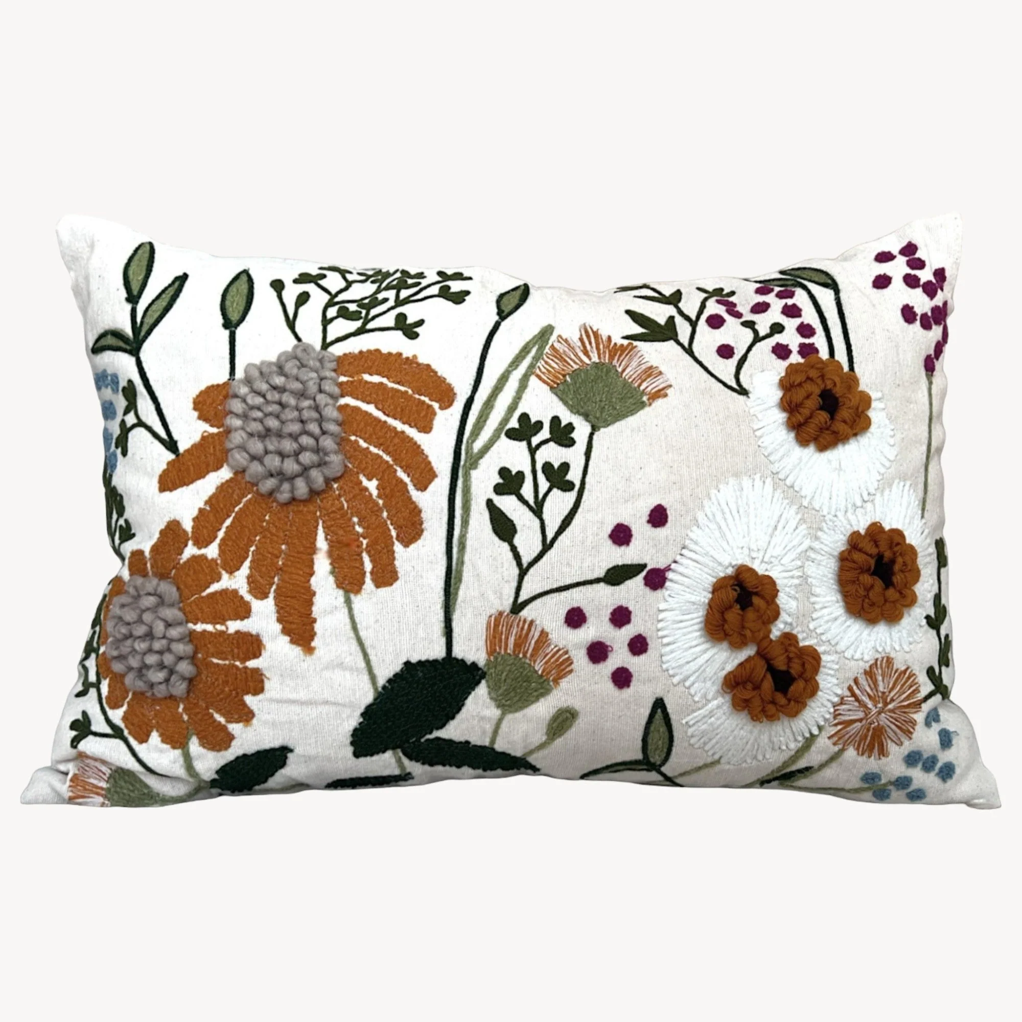 16" x 24" Oversized Floral Embroidered Throw Pillow Cover Sham - Image 2