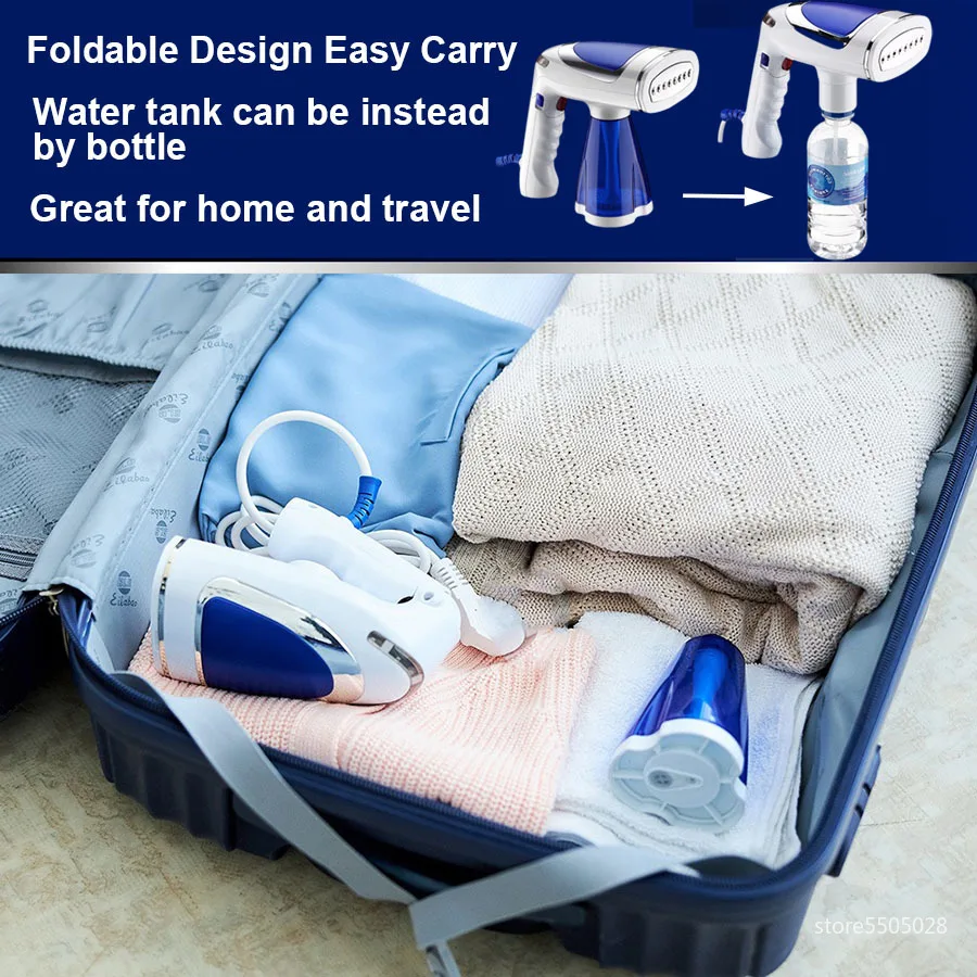 1600W Portable Garment Steamer Foldable Travel Steam Iron Handheld 3 Speed - Image 7