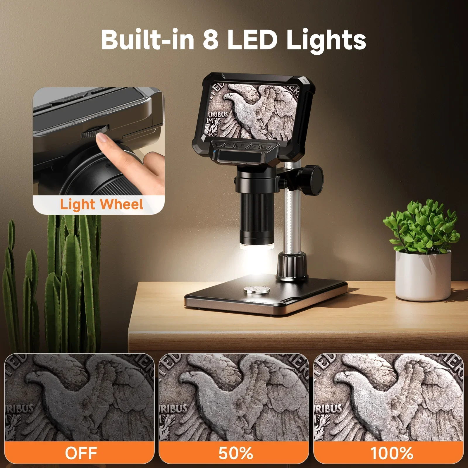 1600X Digital Microscope 4.3 Inch IPS Screen Coin Magnifier 1080P LED - Image 5
