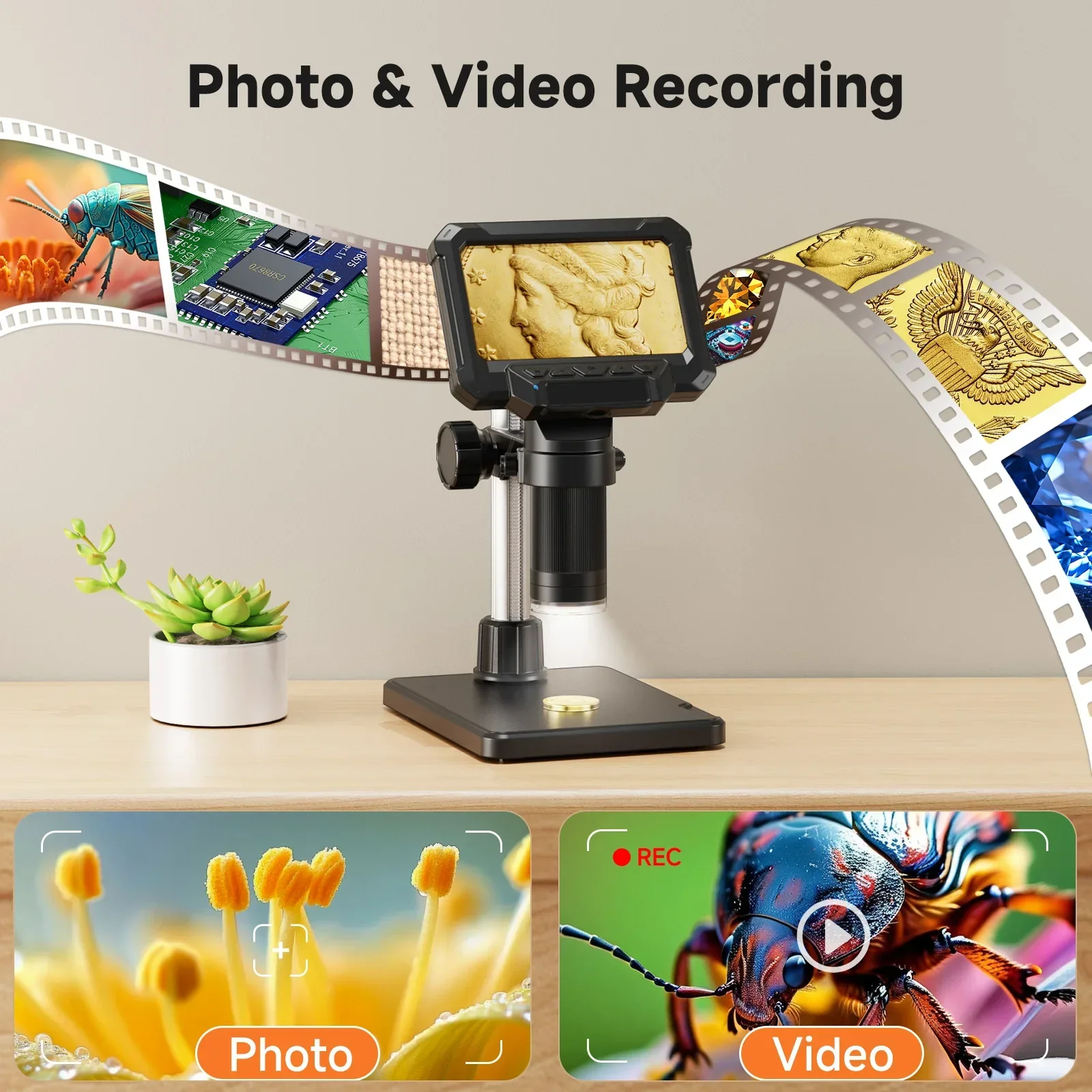 1600X Digital Microscope 4.3 Inch IPS Screen Coin Magnifier 1080P LED - Image 6