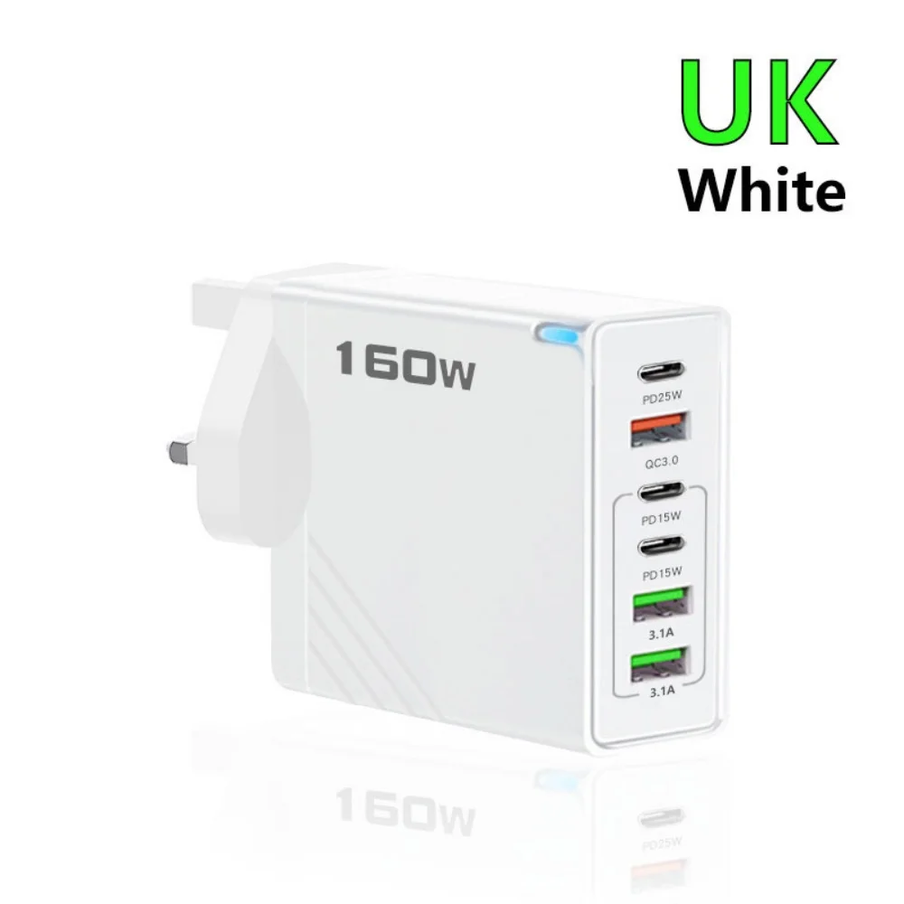 160W Multi-Port USB Charger – Fast Charging Type-C Wall Adapter for iPhone & Android - Image 10
