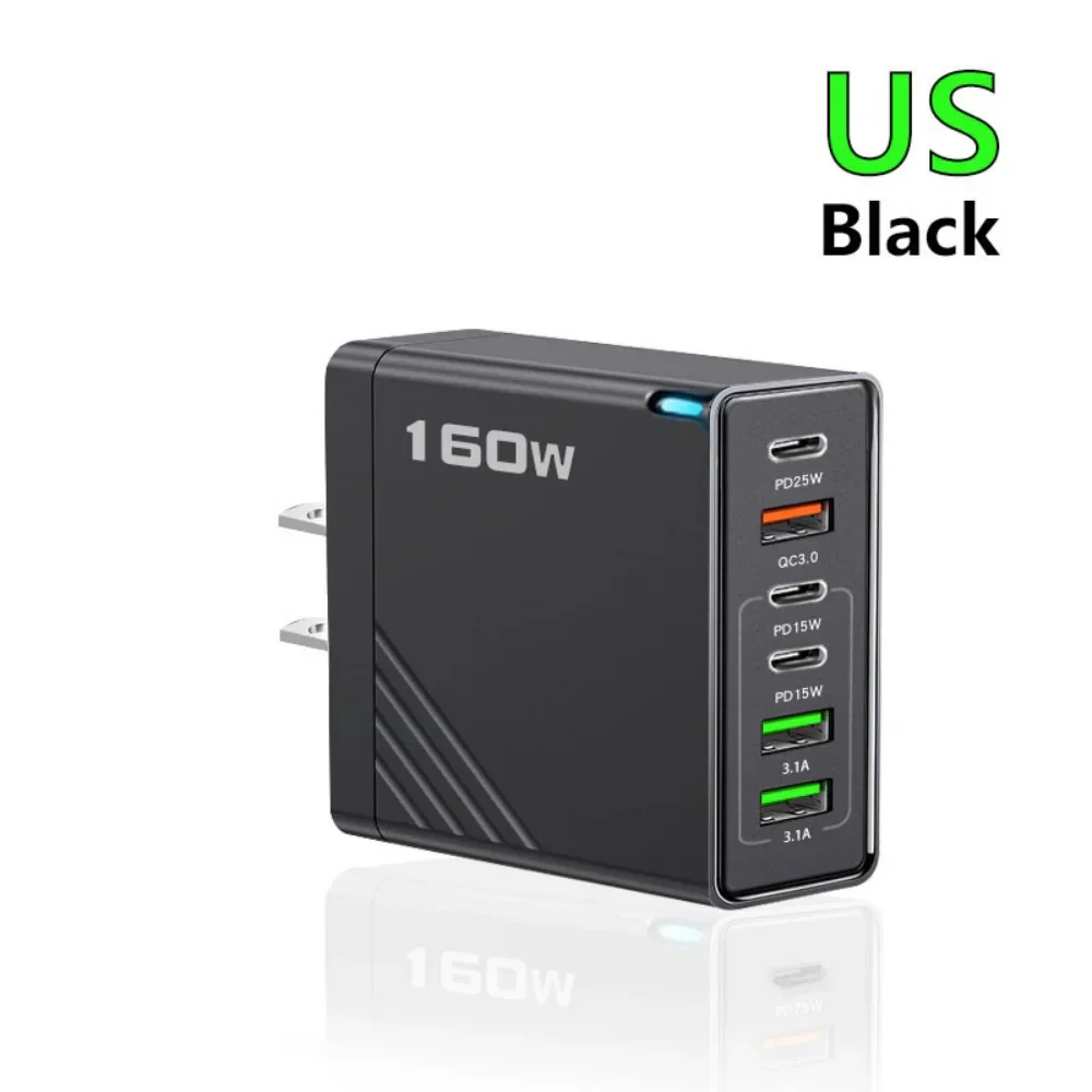 160W Multi-Port USB Charger – Fast Charging Type-C Wall Adapter for iPhone & Android - Image 12