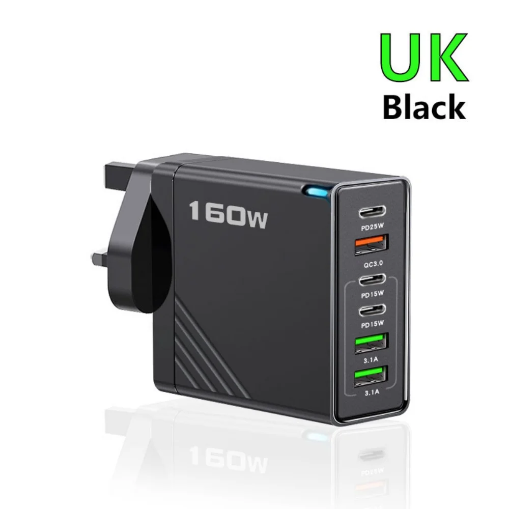 160W Multi-Port USB Charger – Fast Charging Type-C Wall Adapter for iPhone & Android - Image 7