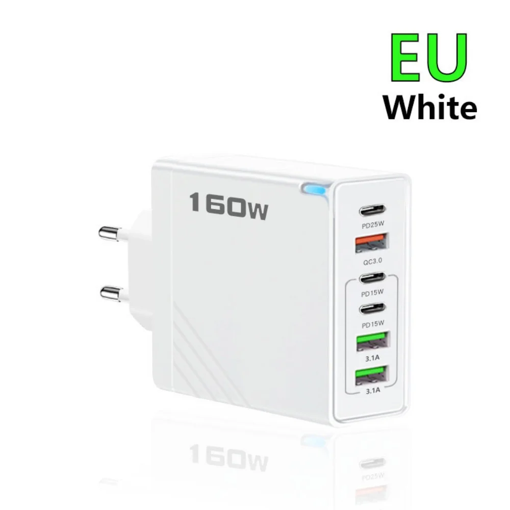 160W Multi-Port USB Charger – Fast Charging Type-C Wall Adapter for iPhone & Android - Image 8