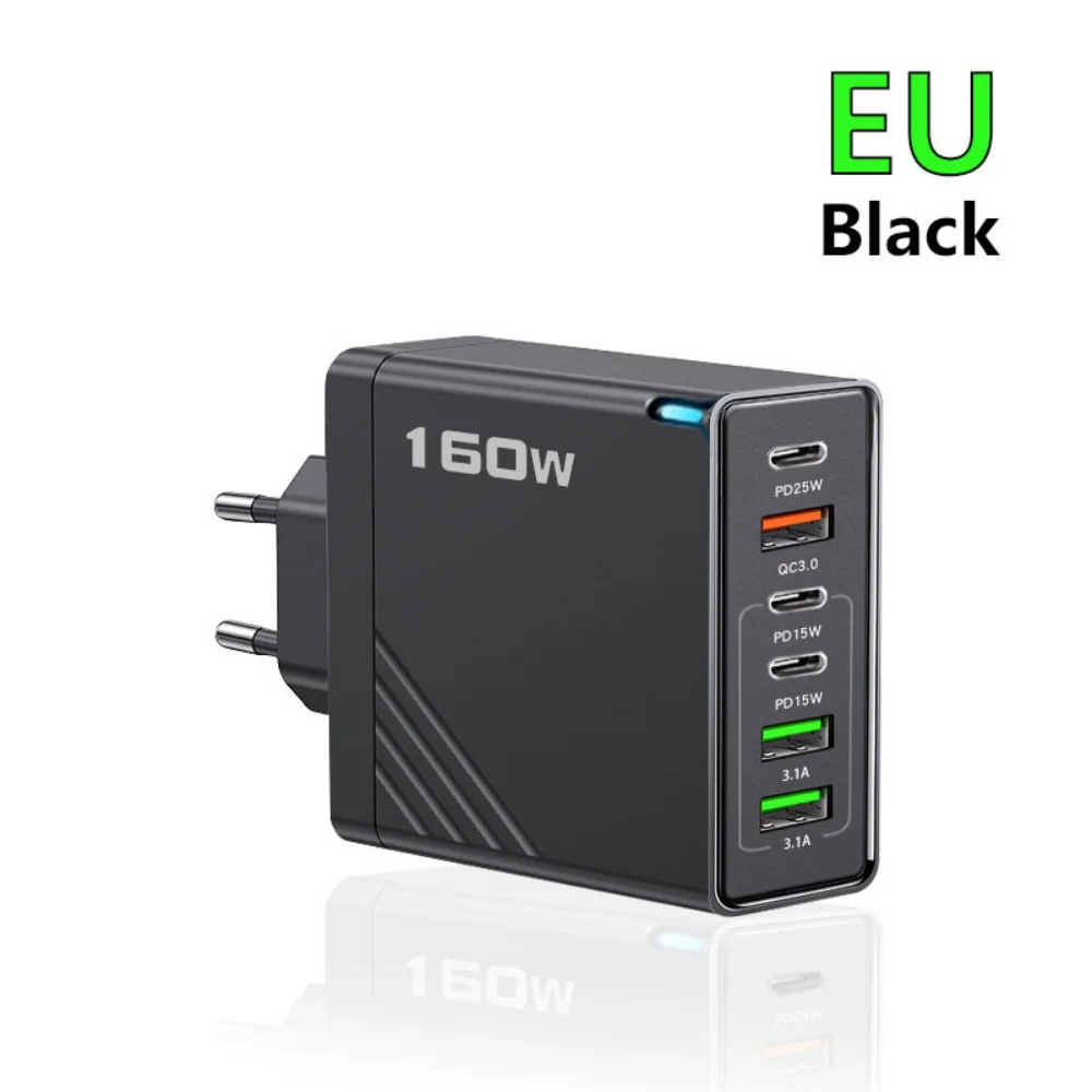 160W Multi-Port USB Charger – Fast Charging Type-C Wall Adapter for iPhone & Android - Image 9
