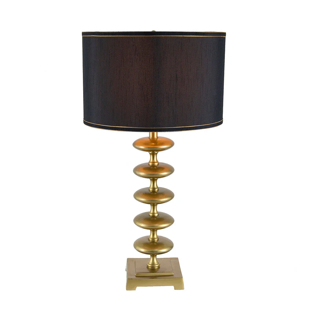 16x16x29.8 Gold and Black Table Lamp with Contemporary Disc Design - Image 2